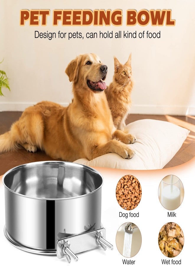 ShineMe Dog Crate Water and Food Bowl, ShineMe Stainless Steel Dogs Bowls Hanging 2 Pack for Cage Crate Kennel, Spill Proof Dog Bowl for Medium and Small Sized Dogs Cats Pets (6.3 * 2.6” & 5.5 * 2.4”) - Image 4